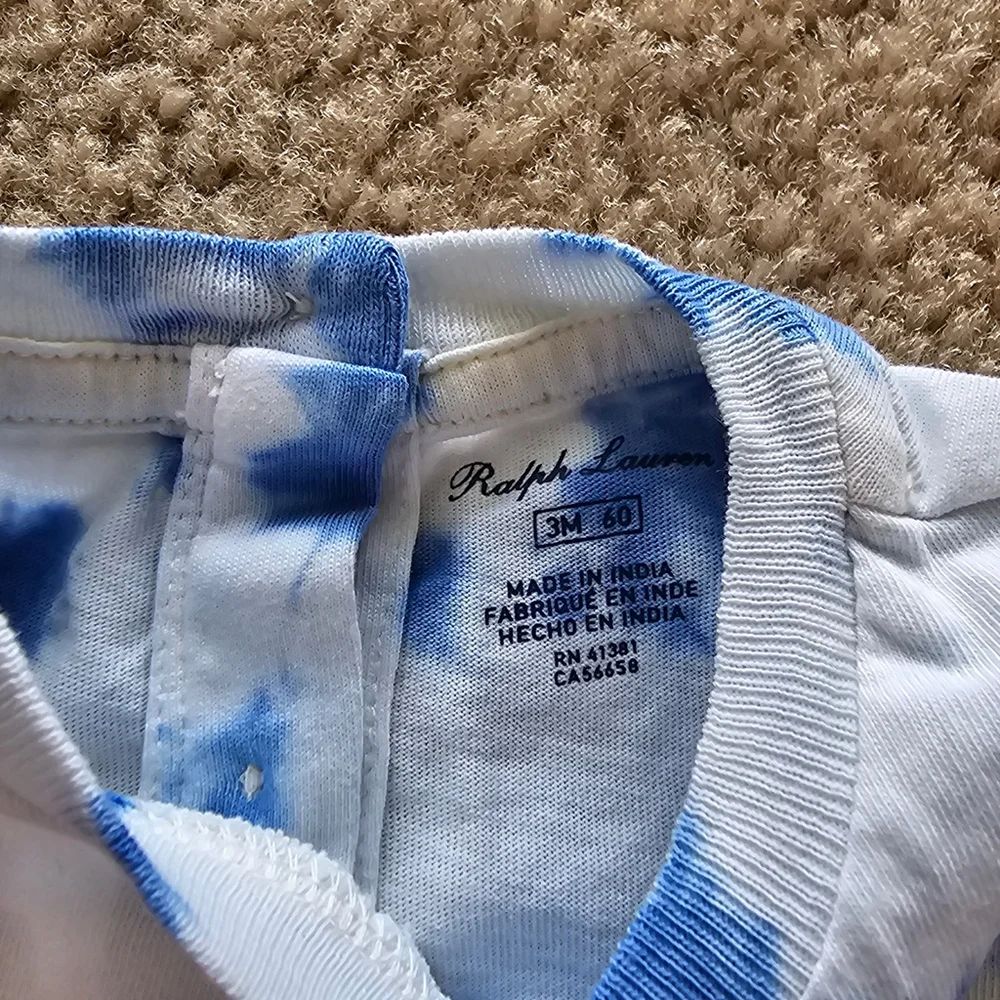 Ralph Lauren Baby Girls Shirt Bundle 3M Blue Tie Dye Gray
